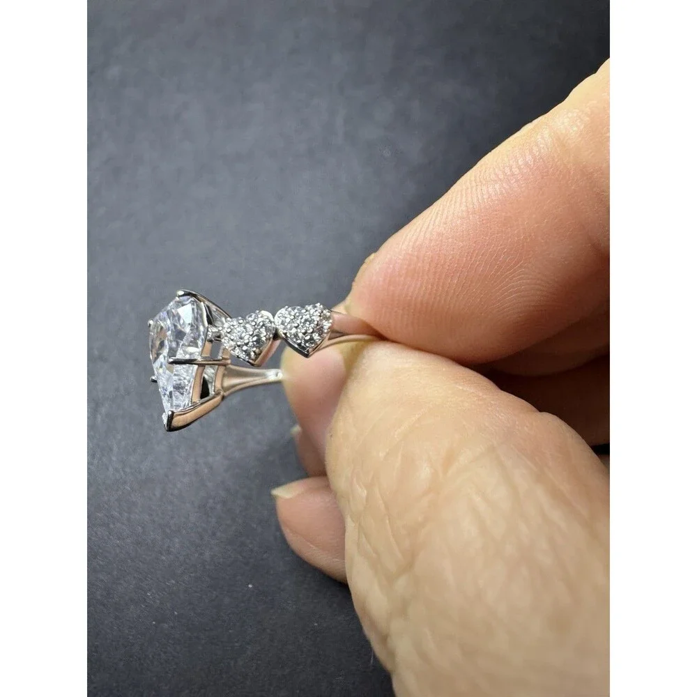 Diamonique X Jennifer Miller Sterling Silver Heart Pave Ring 9